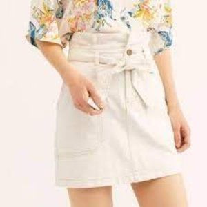 Free People Denim Mini Skirt Splendor in the Grass Tie Waist Paperbag Sinze 10